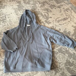 Women’s Blue Hooded Waffle Shirt